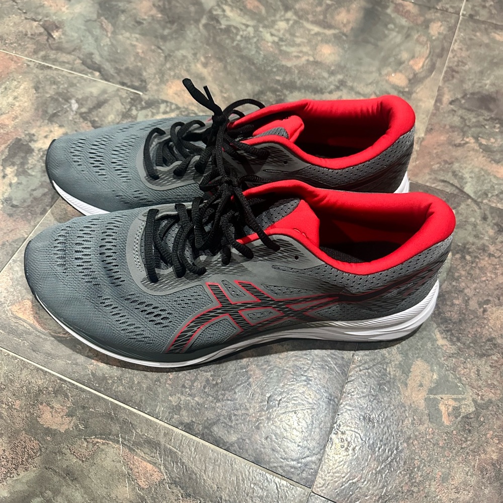 ASICS Gray and Red Running Shoes
